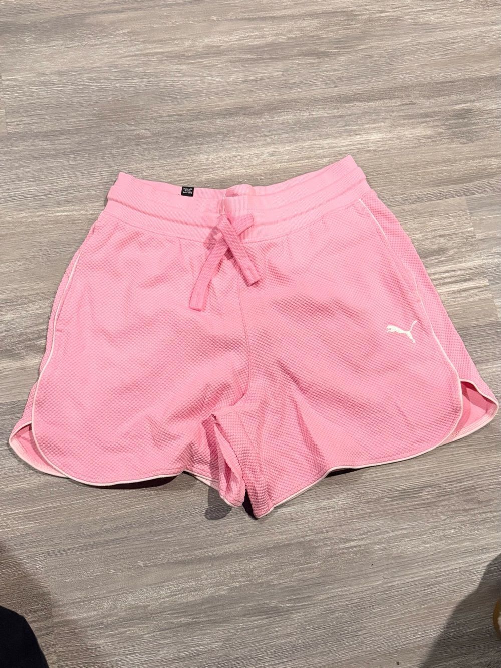 Puma Pink Mesh Athletic Shorts with Drawstring